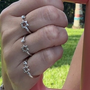 Star of David Ring Valentines Day Gift for Girlfriend Jewish Star of David Jewelry Delicate David Star Adjustable Ring Bat Mitzvah Gift for