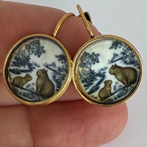 Capybara Earrings Fun Earrings Mini Capybara Gift Vintage Style Capybara Lover Gift Novelty Earrings Cute Capybara Jewelry Beaver Accessory