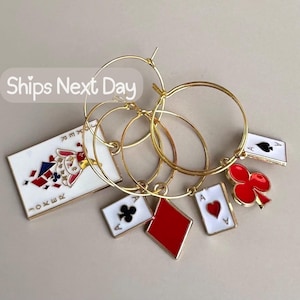 Wine Charms Wine Glass Charms Wine Favors Wine Charm Rings Game Night Drink Cards Charms Poker Dad Playing Cards Poker Night Gift for Dad