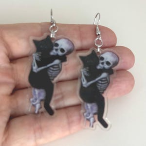 Halloween-oorbellen Black Cat Skeleton voor Halloween-feest Spookachtige oorbellen voor kattenliefhebber Halloween-feest leuke oorbellen Nieuwigheid oorbellen