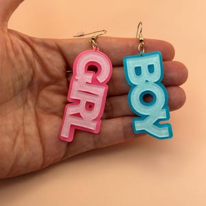 Kolczyki ujawniające płeć dziecka Kolczyki „To chłopiec” Kolczyki „To dziewczynka” Baby Shower dla ciężarnej przyjaciółki Prezent dla przyszłej mamy Chłopiec lub dziewczynka Impreza Płeć dziecka
