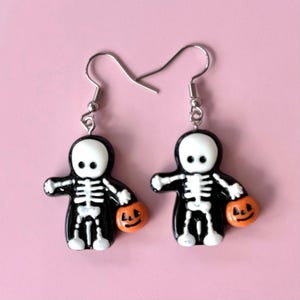 Skeleton Earrings for Halloween Party Fun Earrings Cute Skull Halloween Earrings Spooky Earrings Novelty Earrings Crazy Earring Quirky Skull