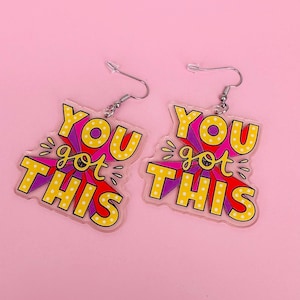 Pendientes "You Got This" Pendientes divertidos Pendientes novedosos Pendientes divertidos de oficina Regalo para compañeros de trabajo Pendientes para el día de la oficina Regalo sarcástico Pendientes humorísticos