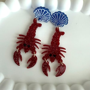 Lobster Earrings Valentines Day Gift Boho Chic Earrings Lobster Earrings Jewelry Red Lobster Earrings Handcrafted Lobster Earrings Jewelry