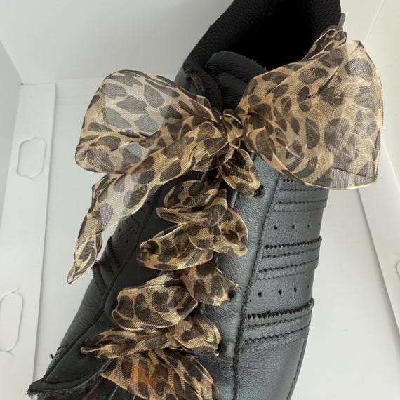 Leopard Shoelaces Cheetah Shoelaces Large Bowknot Chiffon