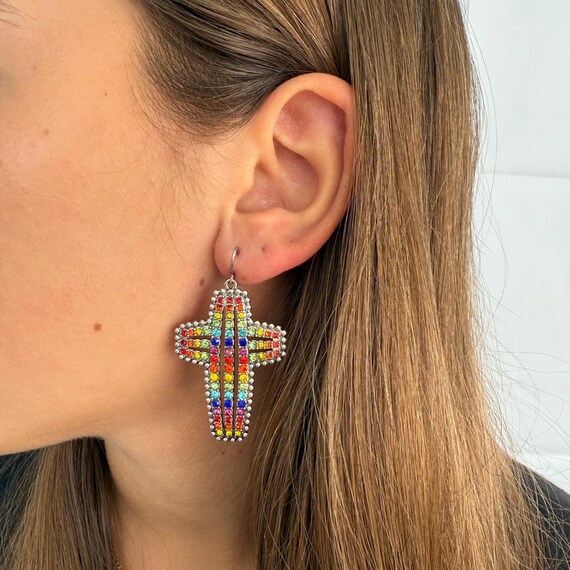 Cross Dangle Earrings Religious Earrings Christian Jewelry