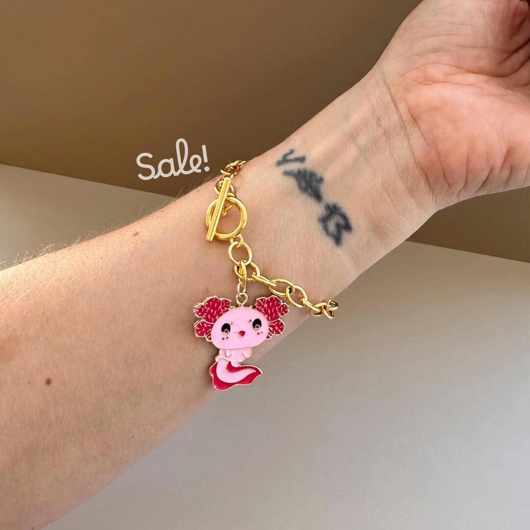 Axolotl Bracelet Axolotl Charms on Chain Axolotl Gift Axolotl Charm ...