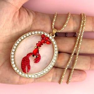 Lobster Necklace Lobster Pendant Lobster Charm Lobster Jewelry Gift for Lobster Lover Seaside Necklace Beach Theme Jewelry Cute Red Lobster