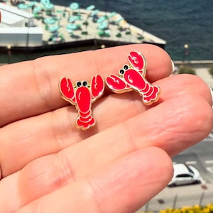 Lobster Earrings Valentines Day Gift Lobster Boho Chic Earrings Lobster Jewelry Lobster Miniature Earrings Cute Lobster Stud Earrings Fish