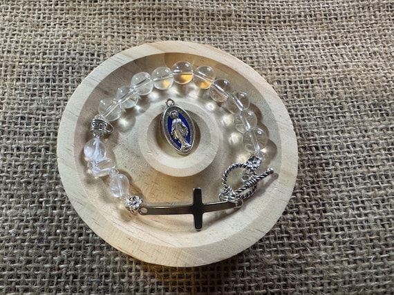 Rosary Collection - Pure White Crystal Rosary Bracelet