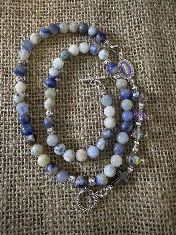 Rosary Collection - Natural Crystal 3-ways Jasper Rosary Necklace