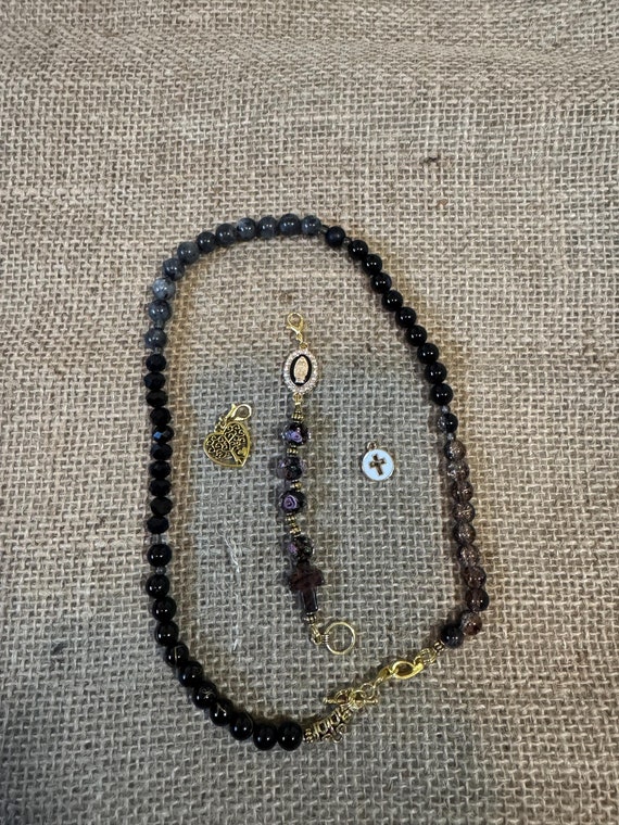 Rosary Collection - Natural Crystal 3-ways Agate Rosary Necklace