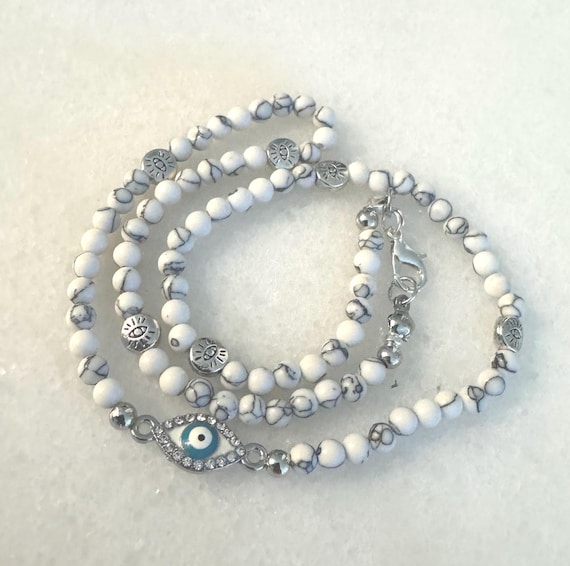 Evil Eye Collection -  The White Howlite Necklace