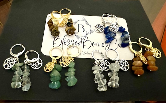 Tree of Life collection - Natural Stone-chips - The Tree of Life Earrings