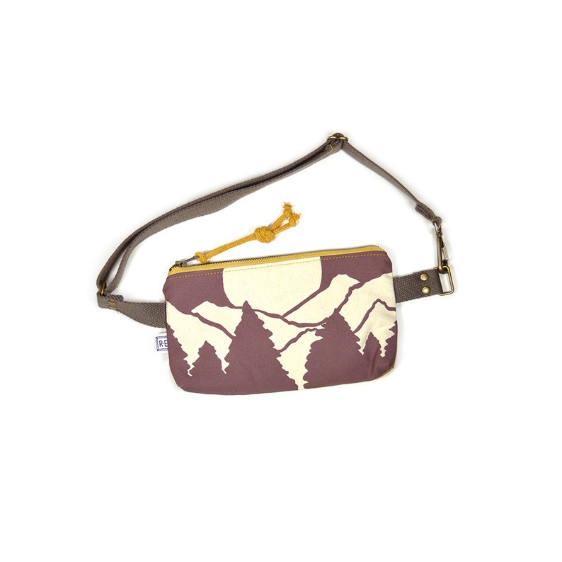 midi fanny pack small fanny pack small hip bag vegan bum bag mountain trees Plum