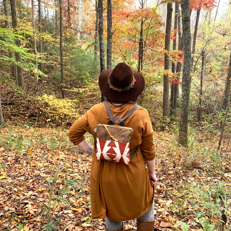 Vegan Mini Backpack Small Backpack Purse Waxed Canvas Etsy
