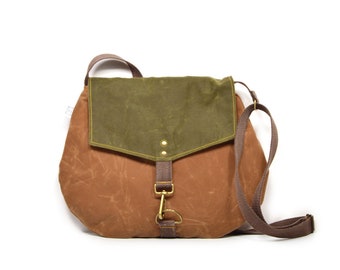 waxed canvas crossbody bag - vegan satchel • waxed canvas bag - brown waxed canvas - cross body purse - blue - green - purple - pink