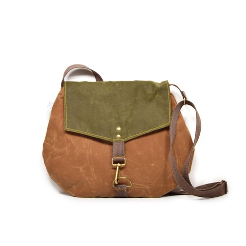 Waxed Canvas Crossbody Bag Vegan Satchel Waxed Canvas Bag Etsy
