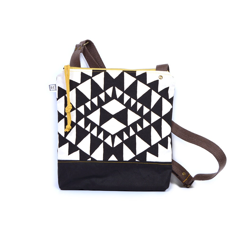 Black Waxed Canvas Crossbody Bag