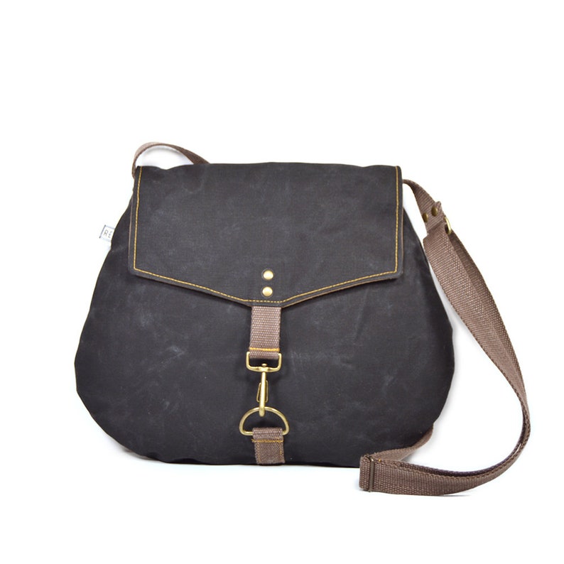 Satchel Waxed Canvas Crossbody Bag Vegan Cross Body Bag Etsy