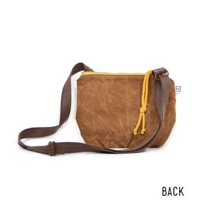 crossbody bag vegan crossbody bag date purse small crossbody bag moon and mountain print brown waxed canvas image 7