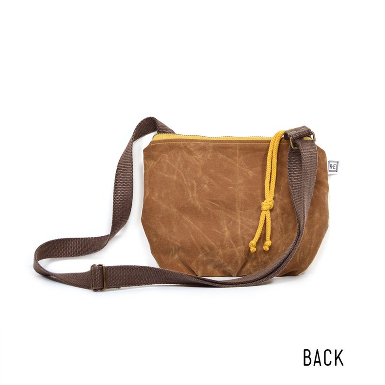 crossbody bag vegan crossbody bag date purse small crossbody bag moon and mountain print brown waxed canvas image 7