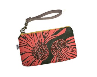 midi wristlet - small wristlet clutch - small vegan clutch • coneflower - floral print