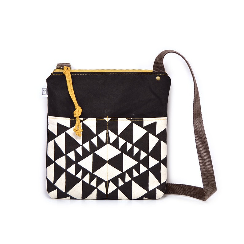 Waxed Canvas Crossbody Bag Vegan Purse Weekdayer Black Etsy