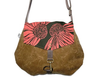 crossbody bag • coneflower - floral print - vegan crossbody purse