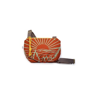 crossbody bag - vegan cross body bag - date purse  • mountain print - screenprinted