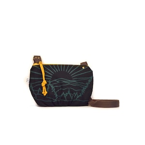 crossbody bag vegan cross body bag date purse mountain print screenprinted waxed canvas Shadow