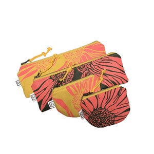 pencil case canvas zipper pouch coneflower floral print image 3