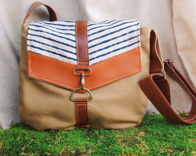 Satchel Canvas Crossbody Bag Camel Brown Etsy