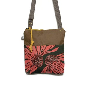 sac à bandoulière - imprimé en semaine • échinacée - imprimé floral - sac à main végétalien