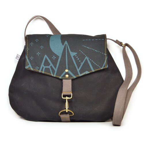 Waxed Canvas Crossbody Bag Vegan Satchel Waxed Canvas Bag Etsy