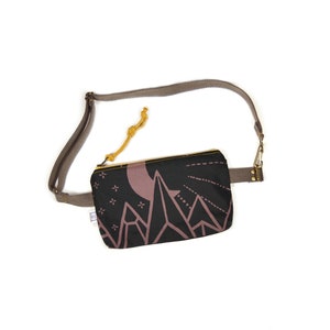 midi fanny pack - small fanny pack - small hip bag - vegan bum bag • moon - mountains - celestial - witchy