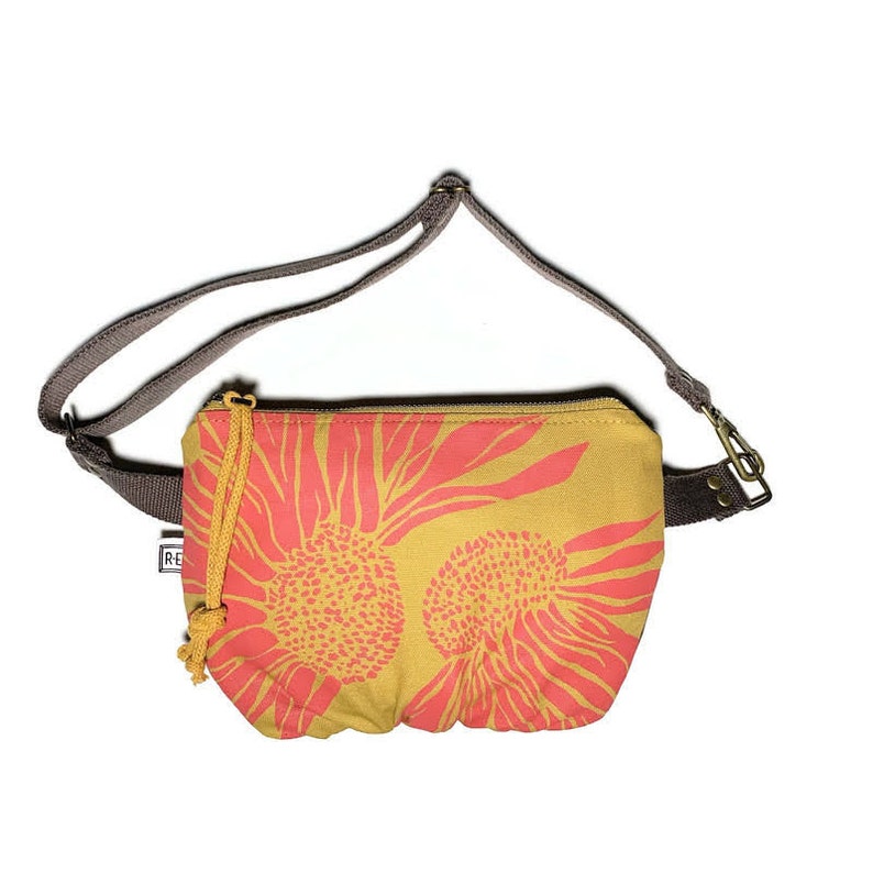 vegan fanny pack hip bag belt bag festival pack coneflower floral print image 2