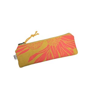 pencil case canvas zipper pouch coneflower floral print Lemonade
