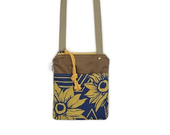small crossbody bag - vegan purse - go bag • canvas crossbody bag - sunflowers - benefits Ukraine