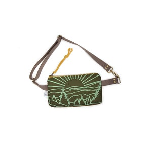 midi fanny pack - small fanny pack - small hip bag - vegan bum bag • mountain print