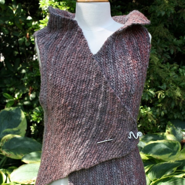 PATTERN for One-Piece Asymmetrical Vest in Bulky Yarn