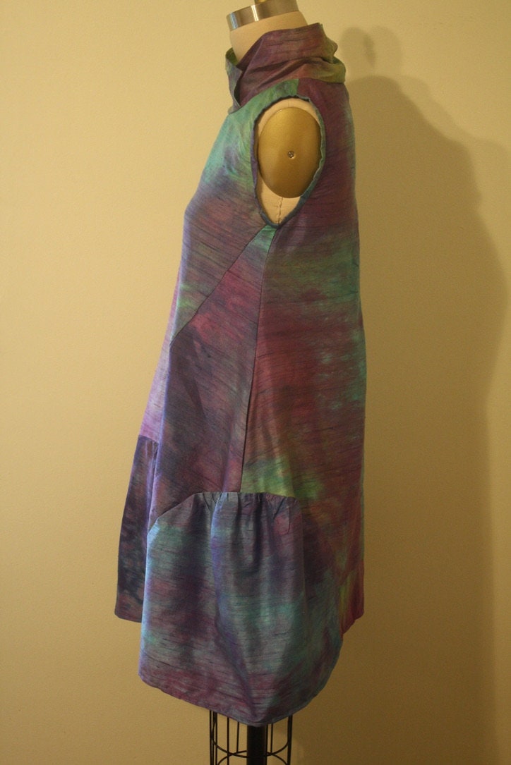 Dupioni Silk Dress in Purple and Turquoise Handmade Hand Dyed - Etsy