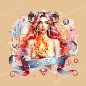 Aries Beautiful woman, Astrology PNG Sublimation Design Instant Digital Download, Cute Graphics, Glass Jar png Design, Tshirt Design.