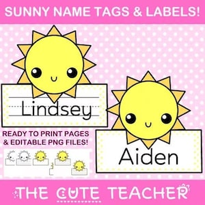 Sunshine Name Tags - Spring & Summer Printable Classroom Labels