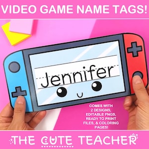 Naamkaartjes videogame: deurdisplay gamer of prikbord in de klas