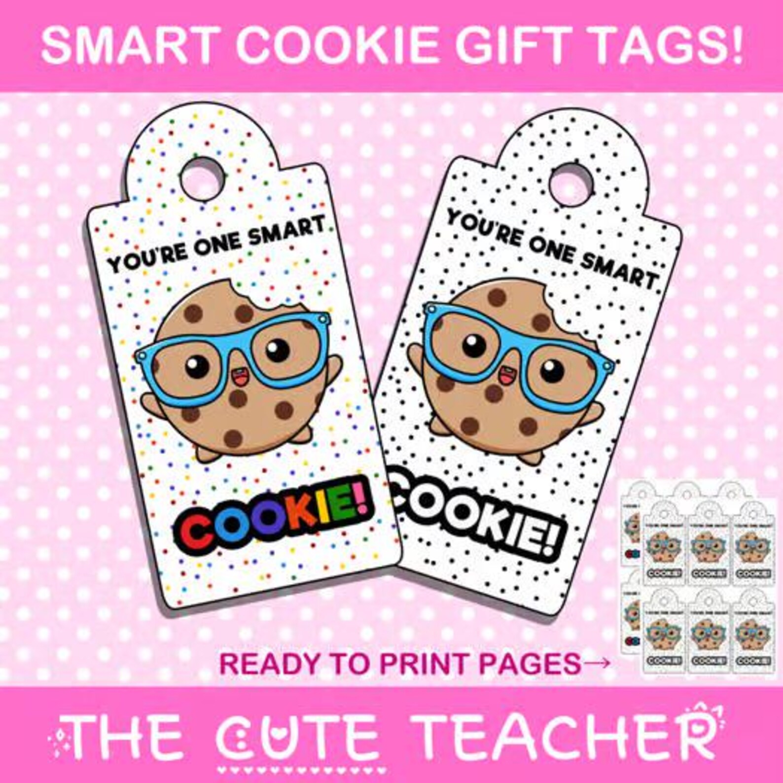 Smart Cookie Gift Tags: Printable Teacher Student Rewards (digital ...