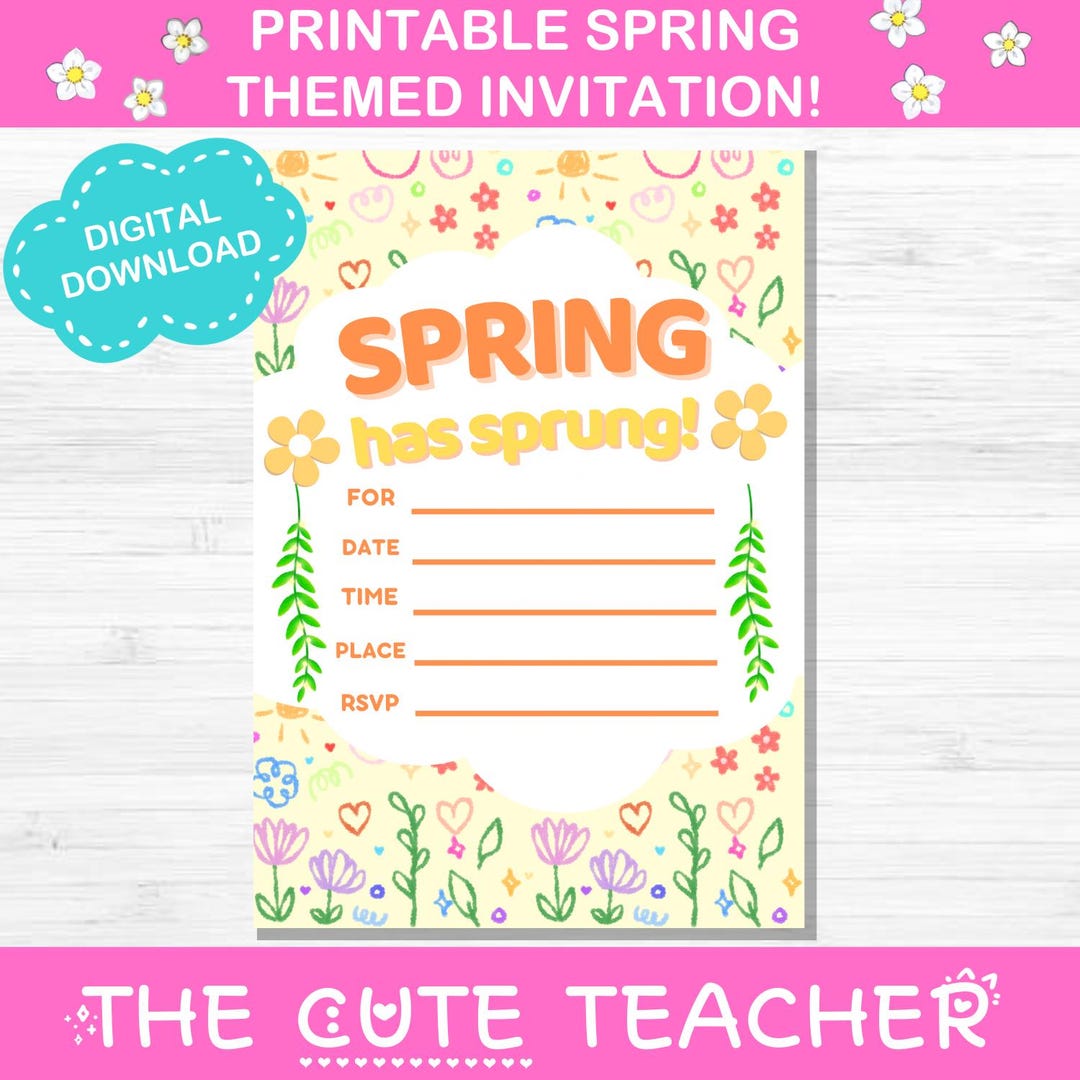 Invitations Week Printable Spring Invitation: DIY Fill-in Blank Invite (PDF & PNG) - Etsy