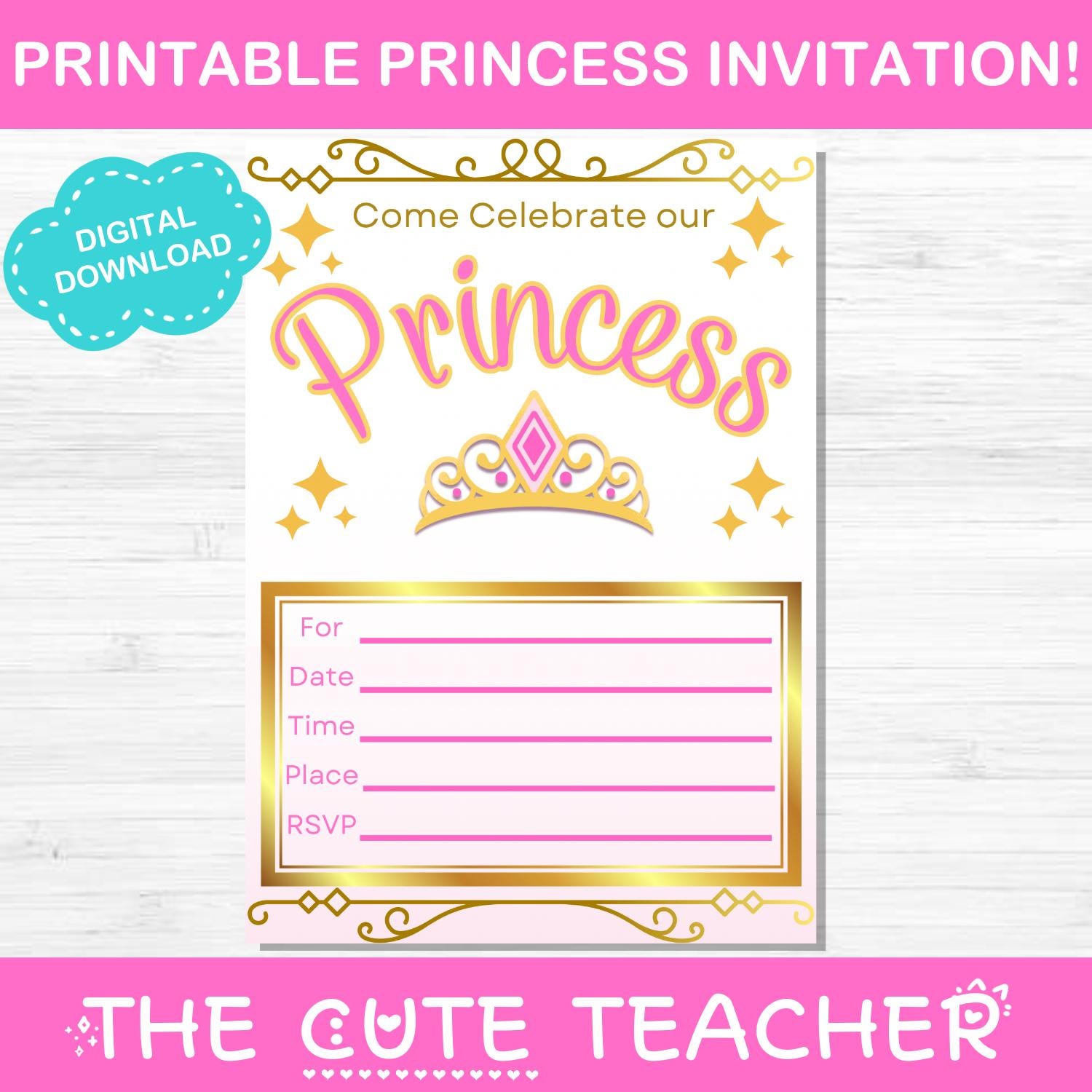 Princess Birthday Party Theme Invitation Instant Download - Simple Girly Printable DIY Fill in the Blank Invite PDF and PNG Files - Etsy princess-birthday-party-theme-invitation-instant-download-simple-girly-printable-diy-fill-in-the-blank-invite-pdf-and-png-files-etsy