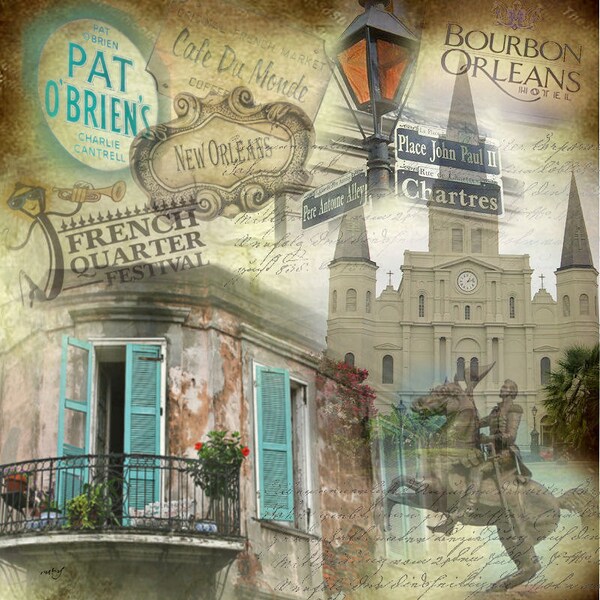ZNE- New Orleans - Digital Collage 5 x 5 - Art by ruby