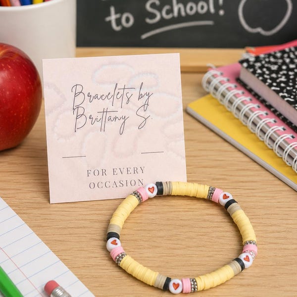 Pencil Bracelet: Custom Clay Beaded Teacher/Student Gift